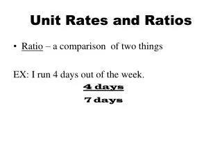 Unit Rates and Ratios