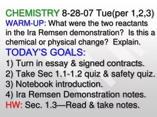 What were the two reactants in the Ira Remsen demonstration?