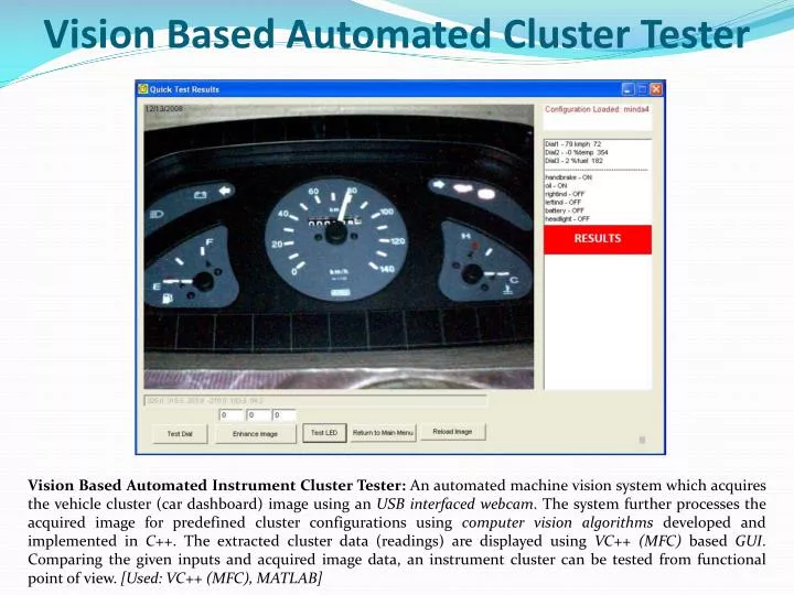 vision based automated cluster tester