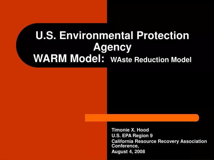 u s environmental protection agency warm model waste reduction model