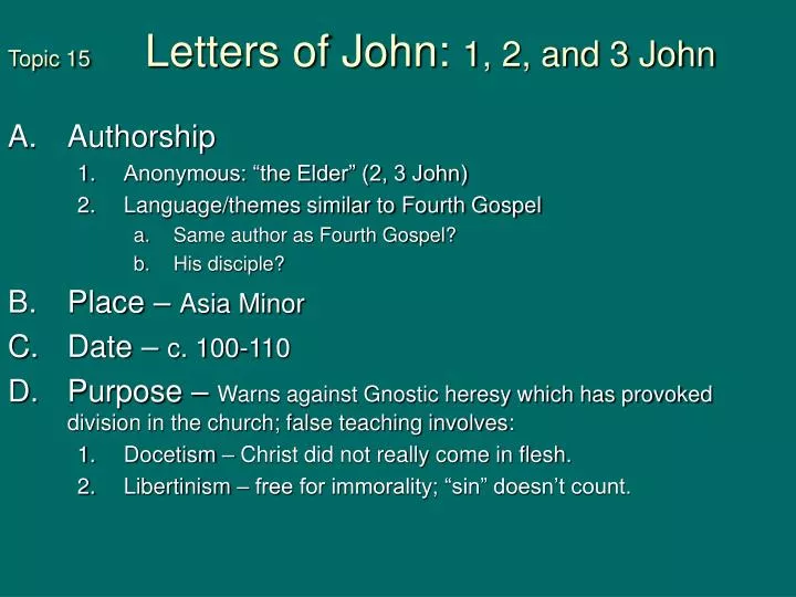 topic 15 letters of john 1 2 and 3 john