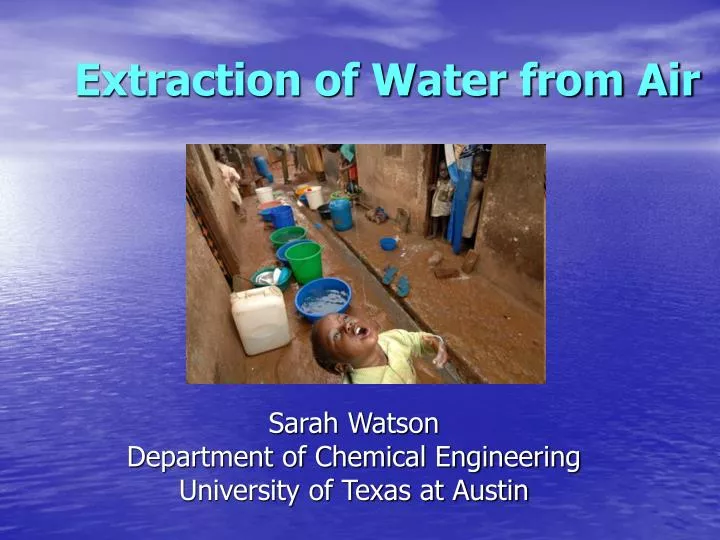extraction of water from air