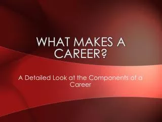 What Makes A Career?