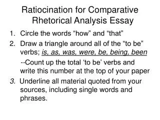 Ratiocination for Comparative 	Rhetorical Analysis Essay
