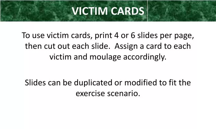 victim cards