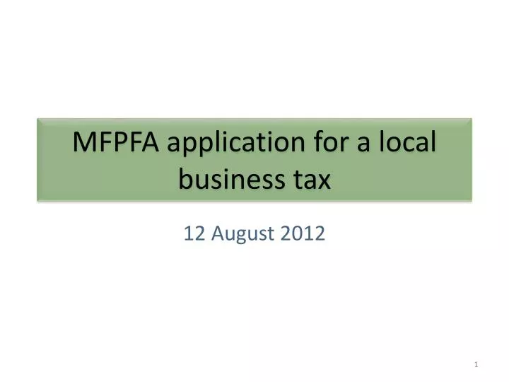 mfpfa application for a local business tax