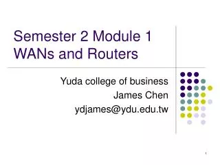 Semester 2 Module 1 WANs and Routers