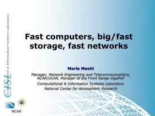 Fast computers, big/fast storage, fast networks