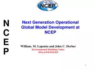 William. M. Lapenta and John C. Derber Environmental Modeling Center NOAA/NWS/NCEP