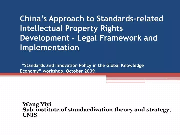 wang yiyi sub institute of standardization theory and strategy cnis