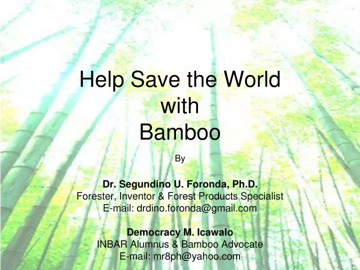 help save the world with bamboo