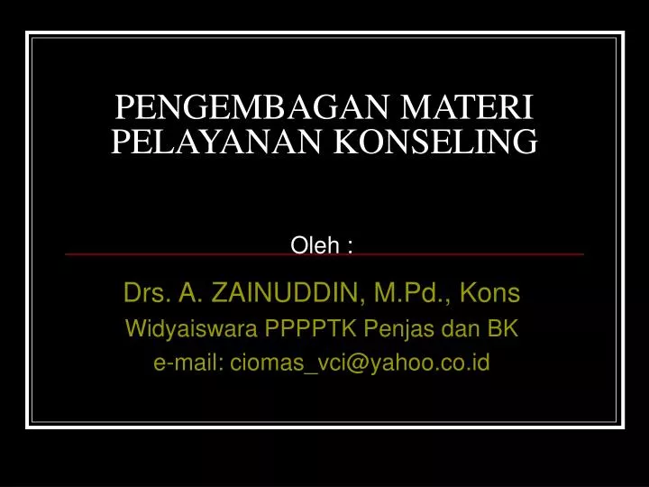 pengembagan materi pelayanan konseling