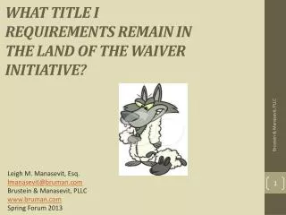 What Title I Requirements Remain in the Land of the Waiver Initiative?