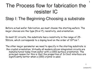 The Process flow for fabrication the resister IC
