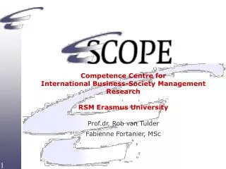 Competence Centre for International Business-Society Management Research RSM Erasmus University