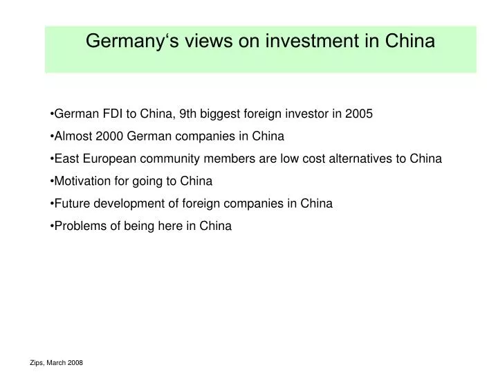 germany s views on investment in china
