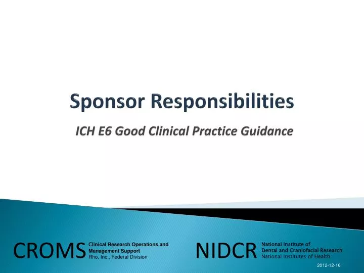 sponsor responsibilities ich e6 good clinical practice guidance