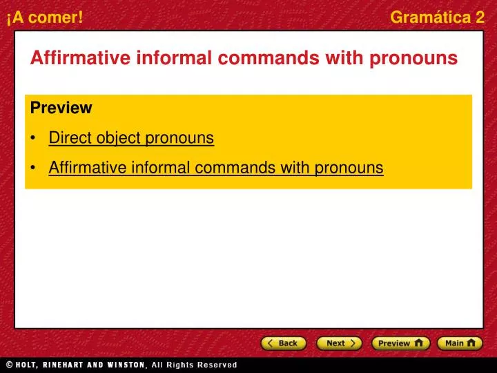 affirmative informal commands with pronouns