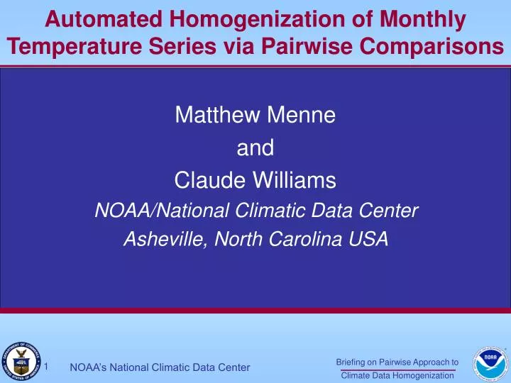 automated homogenization of monthly temperature series via pairwise comparisons
