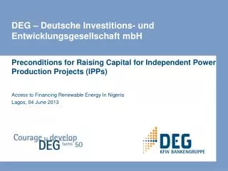 DEG – Deutsche Investitions- und Entwicklungsgesellschaft mbH