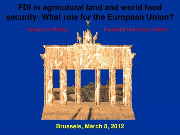 fdi in agricutural land and world food security what role for the european union