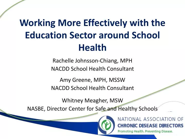 working more effectively with the education sector around school health