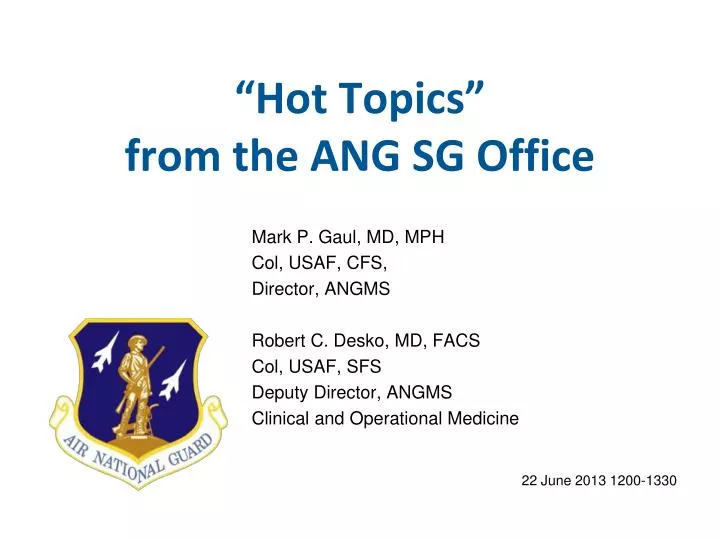 hot topics from the ang sg office