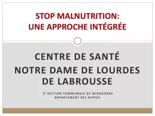 stop malnutrition une approche int gr e