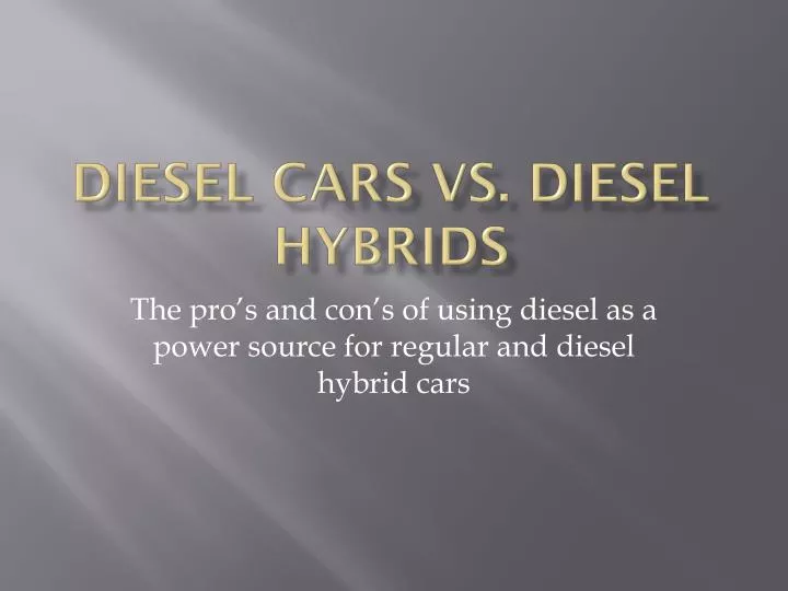 diesel cars vs diesel hybrids