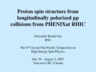 Proton spin structure from longitudinally polarized pp collisions from PHENIXat RHIC