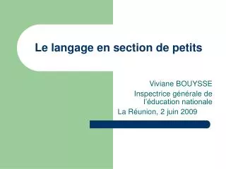 le langage en section de petits