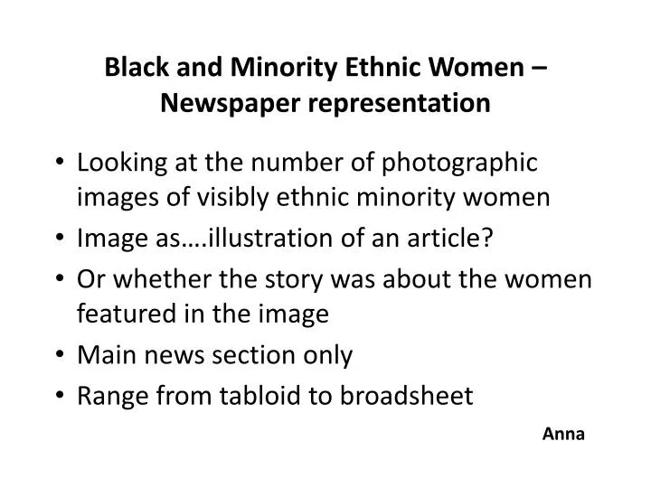 black and minority ethnic women newspaper representation