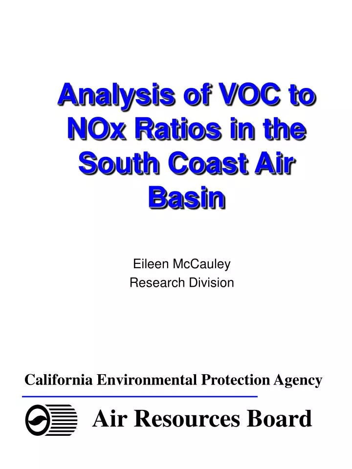analysis of voc to nox ratios in the south coast air basin