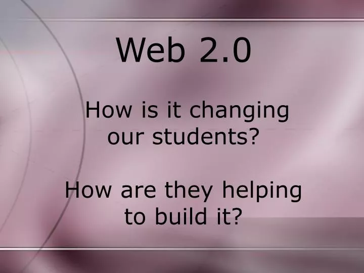 web 2 0 how is it changing our students how are they helping to build it