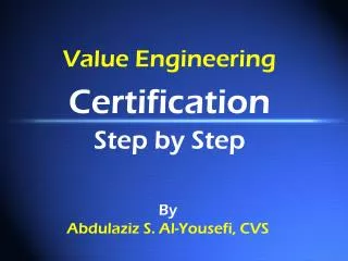 Value Engineering Certification Step by Step