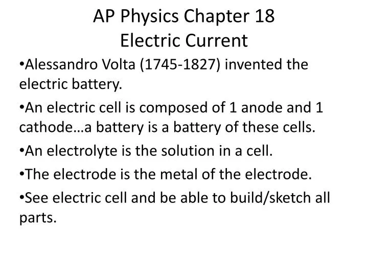 ap physics chapter 18 electric current