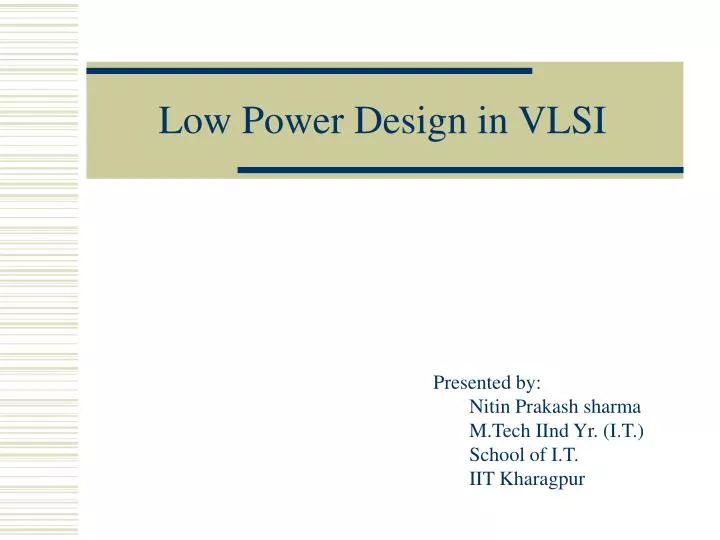 low power design in vlsi