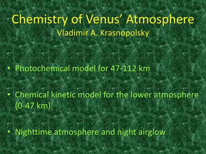 chemistry of venus atmosphere vladimir a krasnopolsky