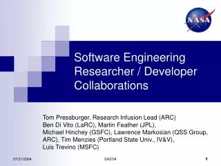 Software Engineering Researcher / Developer Collaborations