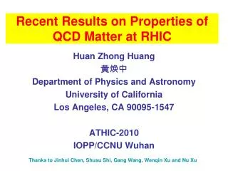 Recent Results on Properties of QCD Matter at RHIC