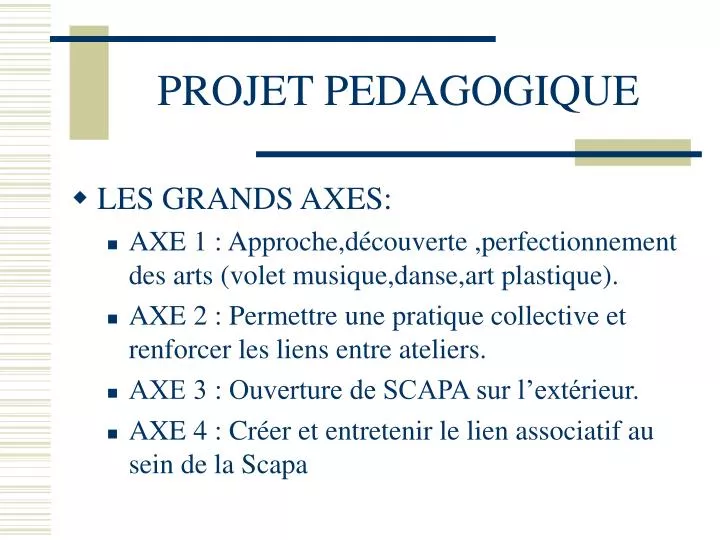 projet pedagogique