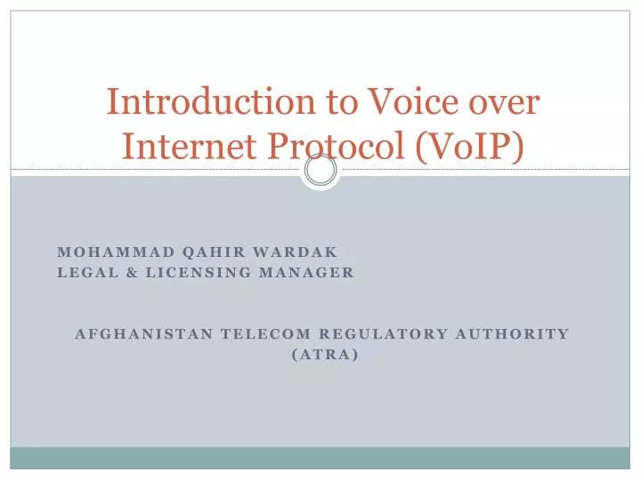 introduction to voice over internet protocol voip
