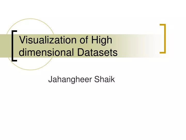 visualization of high dimensional datasets