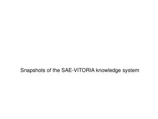 Snapshots of the SAE-VITORIA knowledge system