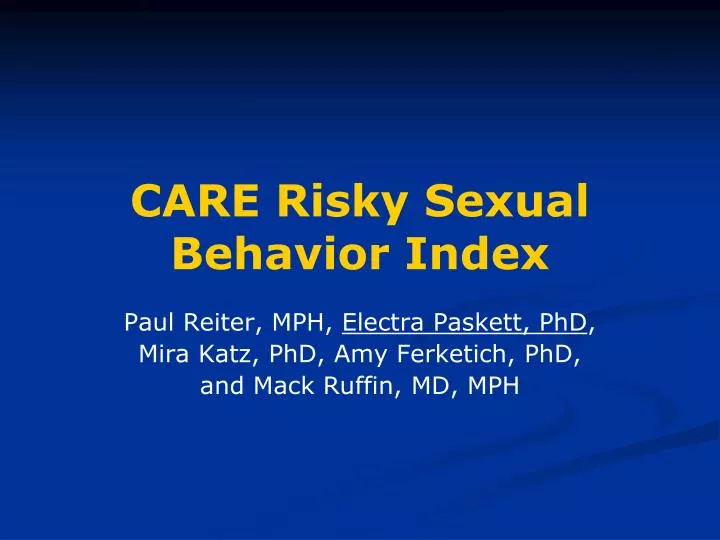 care risky sexual behavior index