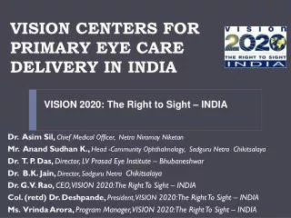 VISION CENTERS FOR PRIMARY EYE CARE DELIVERY IN INDIA