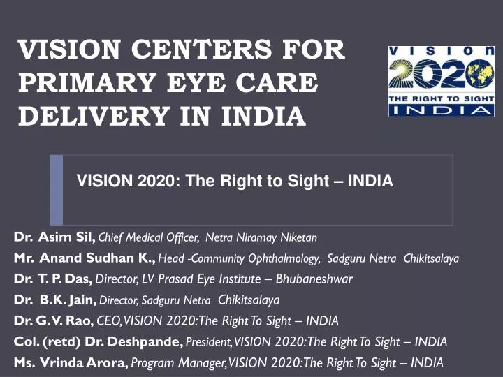vision centers for primary eye care delivery in india