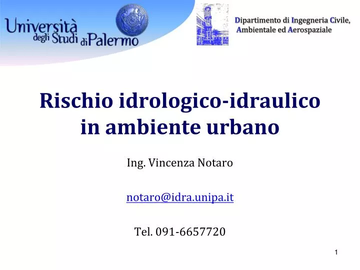 rischio idrologico idraulico in ambiente urbano