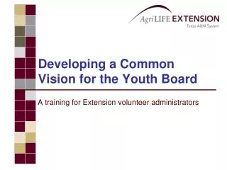Developing a Common Vision for the Youth Board