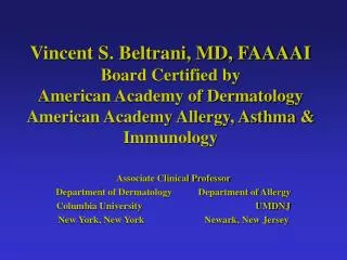Associate Clinical Professor Department of Dermatology Department of Allergy